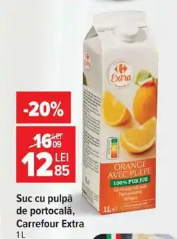 Carrefour Suc cu pulpă de portocală, Carrefour Extra 1L Ofertă