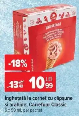 Carrefour Înghețată la cornet cu căpșune și arahide, Carrefour Classic Ofertă