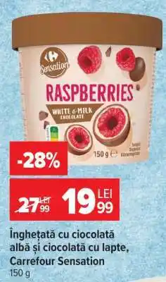 Carrefour Înghețată cu ciocolată albă și ciocolată cu lapte, Carrefour Sensation Ofertă