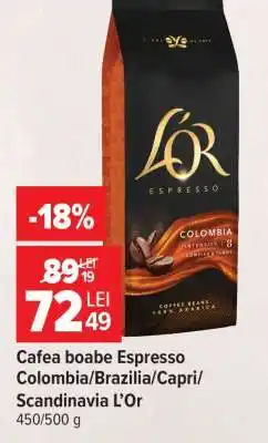 Carrefour Cafea boabe Espresso Colombia/Brazilia/Capri/Scandinavia L’Or Ofertă