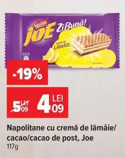 Carrefour Napolitane cu cremă de lămâie/cacao/cacao de post, Joe Ofertă