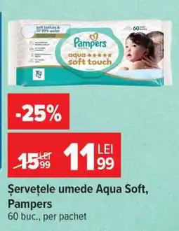 Carrefour Șervețele umede Aqua Soft, Pampers Ofertă