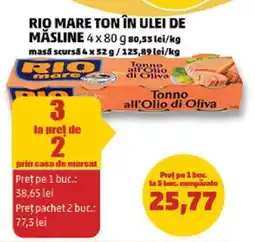 Penny RIO MARE TON ÎN ULEI DE MĂSLINE 4 x 80 g Ofertă