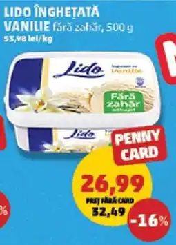Penny Lido Înghețată Vanilie fără zahăr, 500 g Ofertă