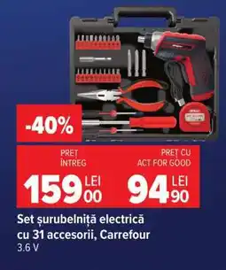 Carrefour Set șurubelniță electrică cu 31 accesorii, Carrefour Ofertă