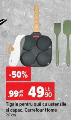 Carrefour Tigaie pentru ouă cu ustensile și capac, Carrefour Home Ofertă