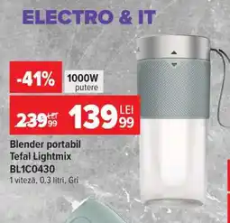 Carrefour Blender portabil Tefal Lightmix BL1C0430 Ofertă