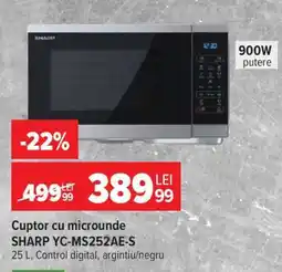 Carrefour Cuptor cu microunde Sharp YC-MS252AE-S Ofertă
