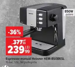 Carrefour Espressor manual Heinner HEM-850BKSL Ofertă