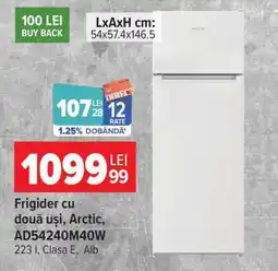 Carrefour Frigider cu două uși Arctic AD54240M40W Ofertă