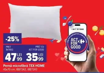 Carrefour Pernă microfibră TEX HOME Ofertă
