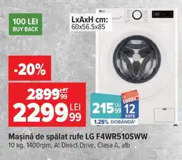 Carrefour Mașină de spălat rufe LG F4WR510SWW Ofertă