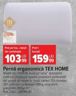 Carrefour Pernă ergonomică TEX HOME Ofertă