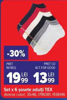 Carrefour Set x 6 șosete adulți TEX Ofertă