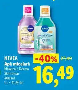 Lidl NIVEA Apă micelară bifazică / Derma Skin Clear Ofertă
