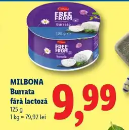Lidl MILBONA Burrata fără lactoză Ofertă