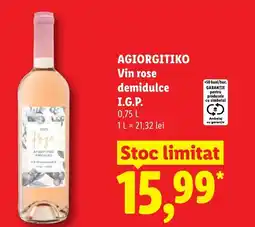 Lidl AGIORGITIKO Vin rose demidulce I.G.P. Ofertă