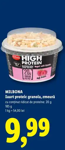 Lidl MILBONA Iaurt proteic granola, zmeură Ofertă