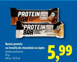 Lidl Baton proteic cu înveliş de ciocolată cu lapte Ofertă