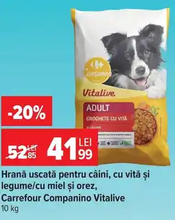 Carrefour Market Hrană uscată pentru câini, cu vită şi legume/cu miel şi orez, Carrefour Companino Vitalive Ofertă