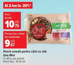 Carrefour Market Hrană umedă pentru câini cu vitǎ One Mini Ofertă