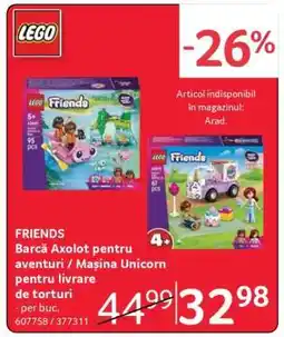 Selgros FRIENDS Barca Axolot pentru aventuri / Mașina Unicorn pentru livrare de torturi Ofertă