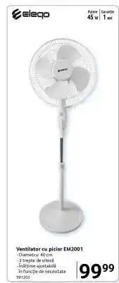 Selgros Ventilator cu picior EM2001 Ofertă
