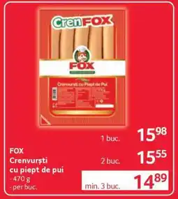Selgros FOX Crenvurști cu piept de pui Ofertă