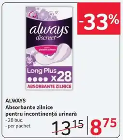 Selgros ALWAYS Absorbante zilnice pentru incontinență urinară Ofertă