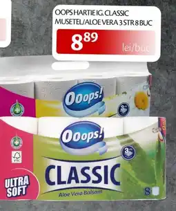 Unicarm Oops hartie ig. classic musetel/aloe vera 3 str 8 buc Ofertă