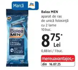 DM Balea MEN aparat de ras de unică folosinţă cu 2 lame 10 buc. Ofertă