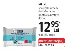 DM Klinall şerveţele umede dezinfectante pentru suprafețe 80 buc. Ofertă