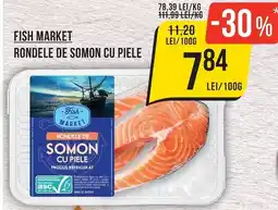 Mega Image Fish market rondele de somon cu piele Ofertă