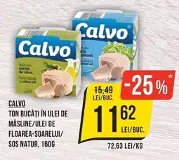 Mega Image Calvo ton bucăţi în ulei de măsline/ulei de floarea-soarelui/ sos natur Ofertă