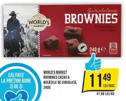 Mega Image World's market brownies cacao & bucățele de ciocolată Ofertă