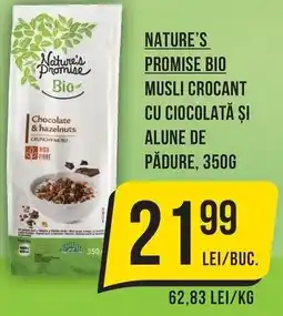 Mega Image Nature's promise bio musli crocant cu ciocolată şi alune de pădure Ofertă