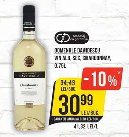 Mega Image Domeniile davidescu vin alb, sec, chardonnay Ofertă
