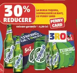 Penny La berea tuborg, semnalizată la raft Ofertă
