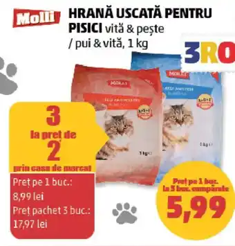 Penny Molli hrana uscată pentru pisici vitǎ & peşte / pui & vitǎ Ofertă