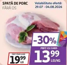 Auchan Spată de porc fără os Ofertă