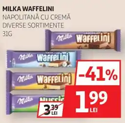 Auchan Milka waffelini napolitană cu cremă Ofertă