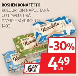 Auchan Roshen konafetto rulouri din napolitană cu umplutură Ofertă
