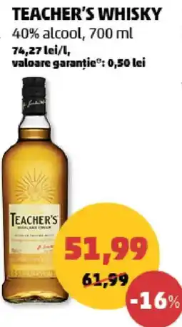 Penny Teacher's whisky 40% alcool Ofertă