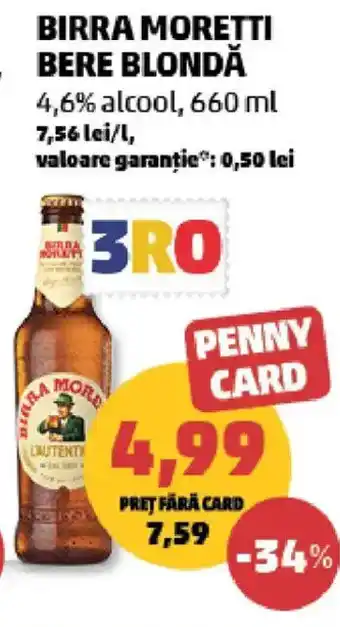 Penny Birra moretti bere blondă Ofertă