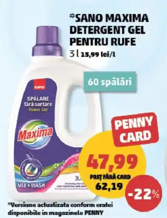 Penny Sano maxima detergent gel pentru rufe Ofertă