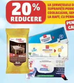 Penny La șervețelele de suprafețe penny şi cool&clean, semnalizate la raft Ofertă