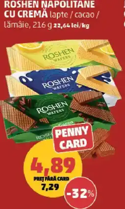 Penny Roshen napolitane cu cremă lapte / cacao/ lămâie Ofertă