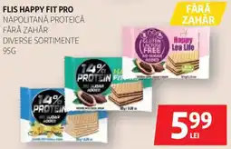 Auchan Flis happy fit pro napolitană proteică fără zahăr Ofertă