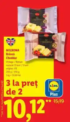 Lidl Milbona Brânză Cheddar Ofertă