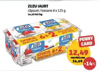 Penny Zuzu Iaurt căpșuni / banane 8 x 125 g Ofertă